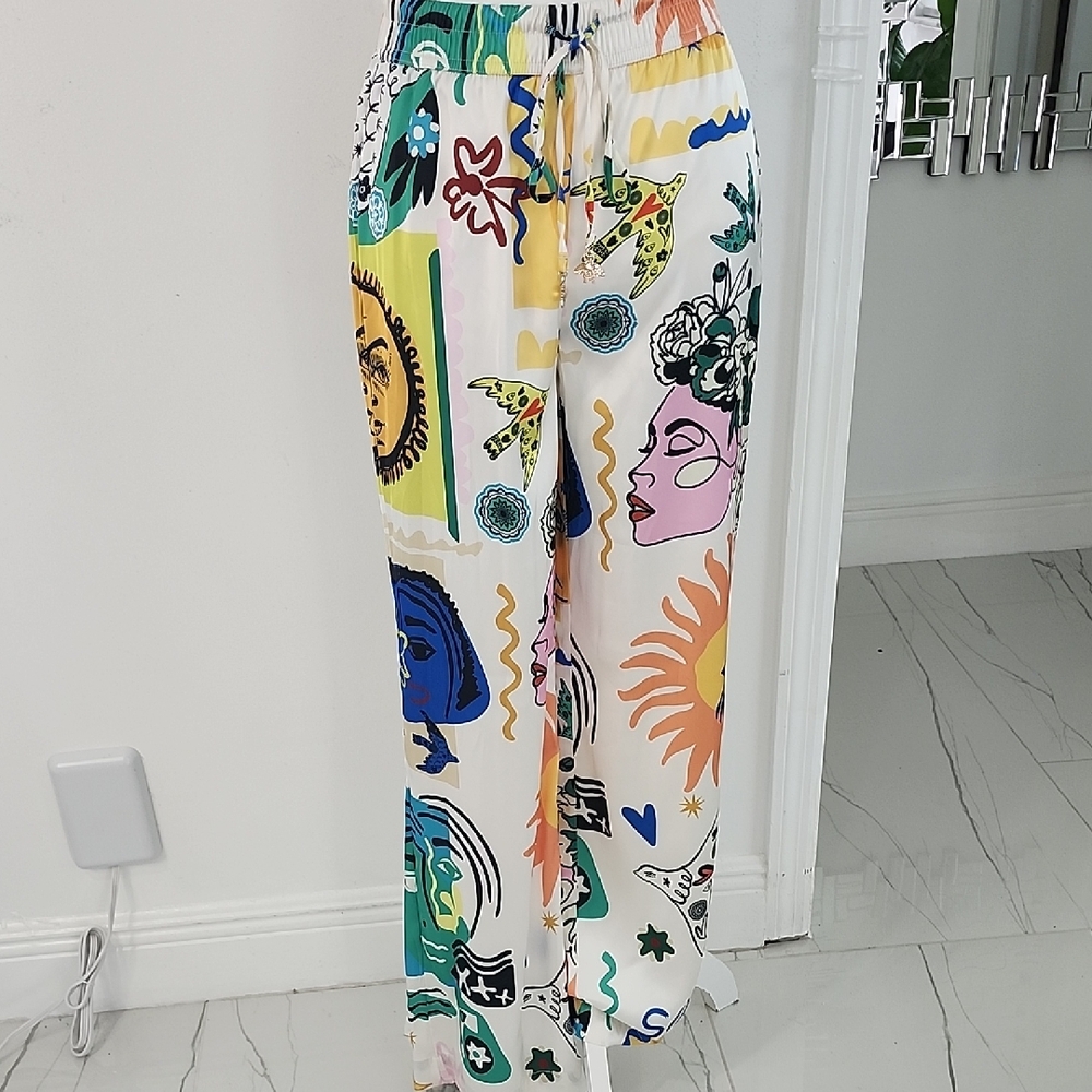 Joie Multicolor Graphic Wide Leg Pants